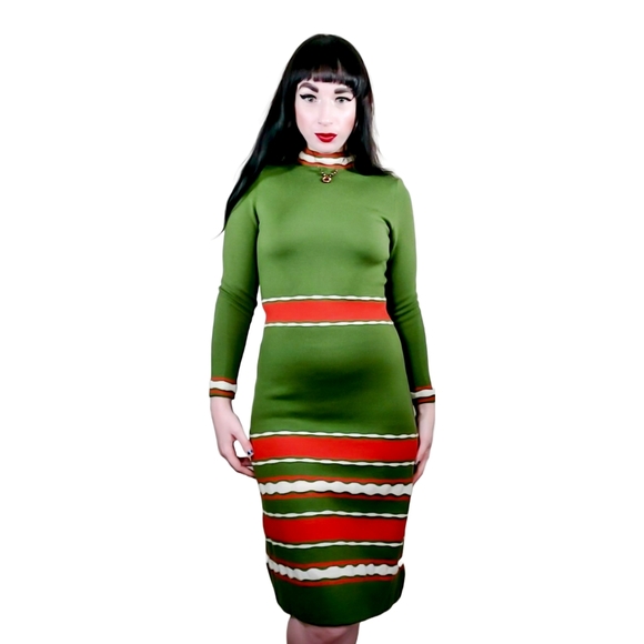 Vintage Dresses & Skirts - Vintage 1960s Mod Turtleneck Sweater Dress | 60s Colorblock Striped Wool Dress